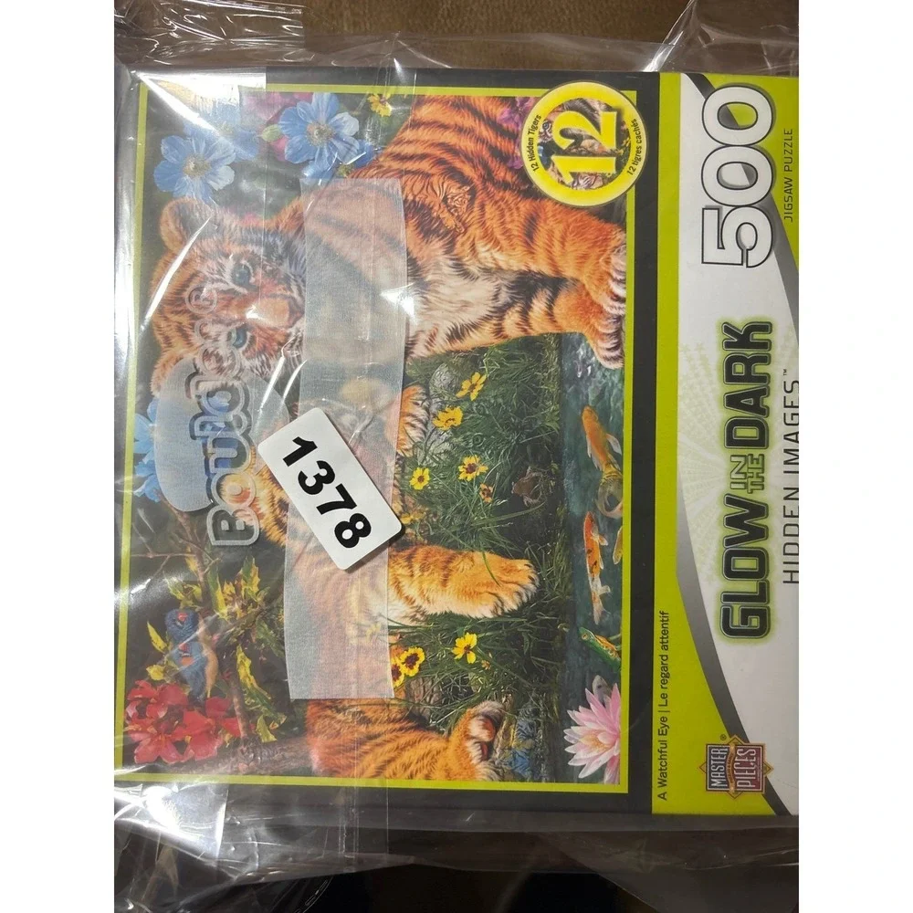 MasterPieces Glow In The Dark Tiger‎ Cubs 500 Piece Jigsaw Puzzle  Hidden images